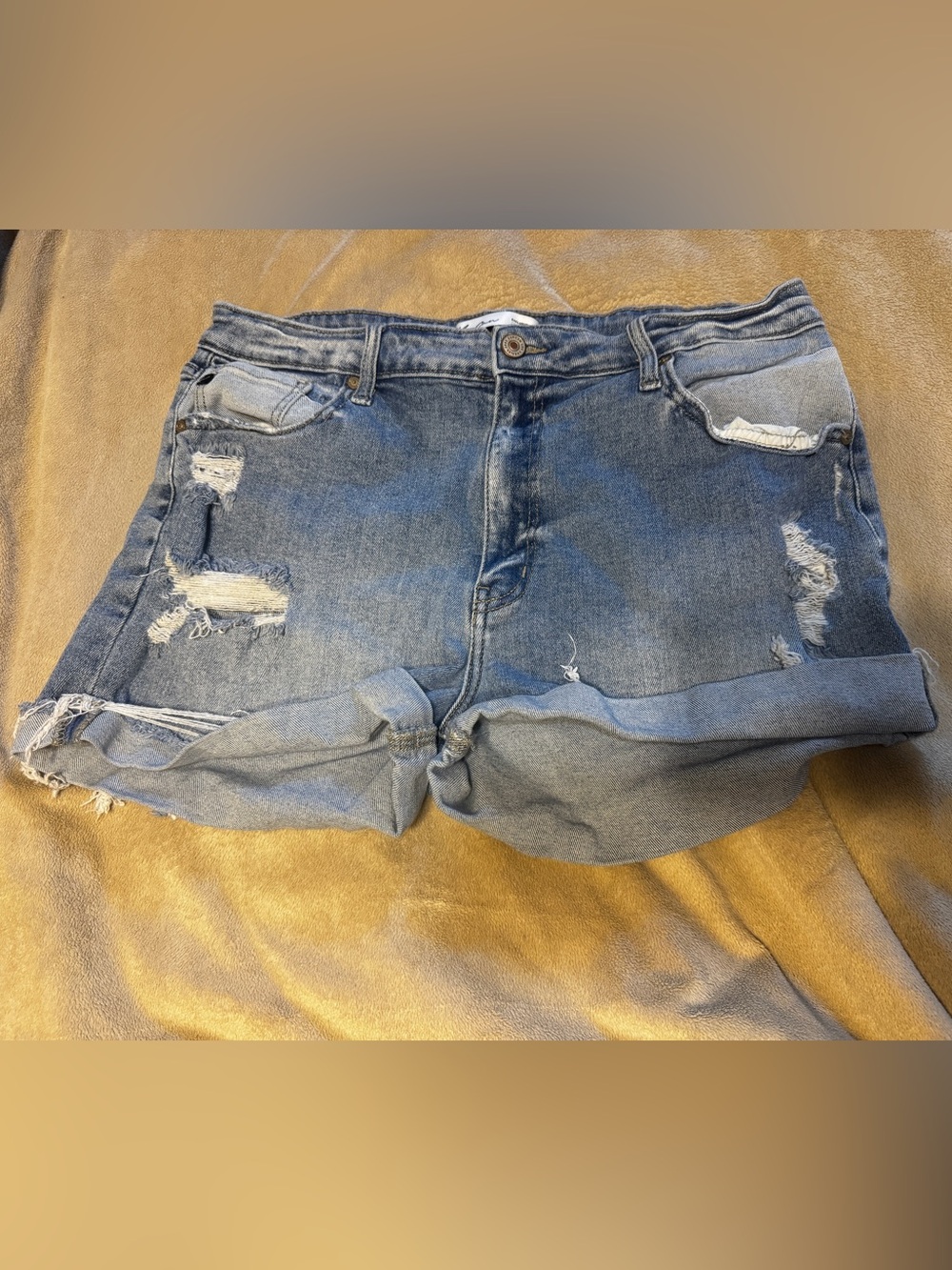 KanCan Style Distressed Denim Jean Shorts Blue Waist 32